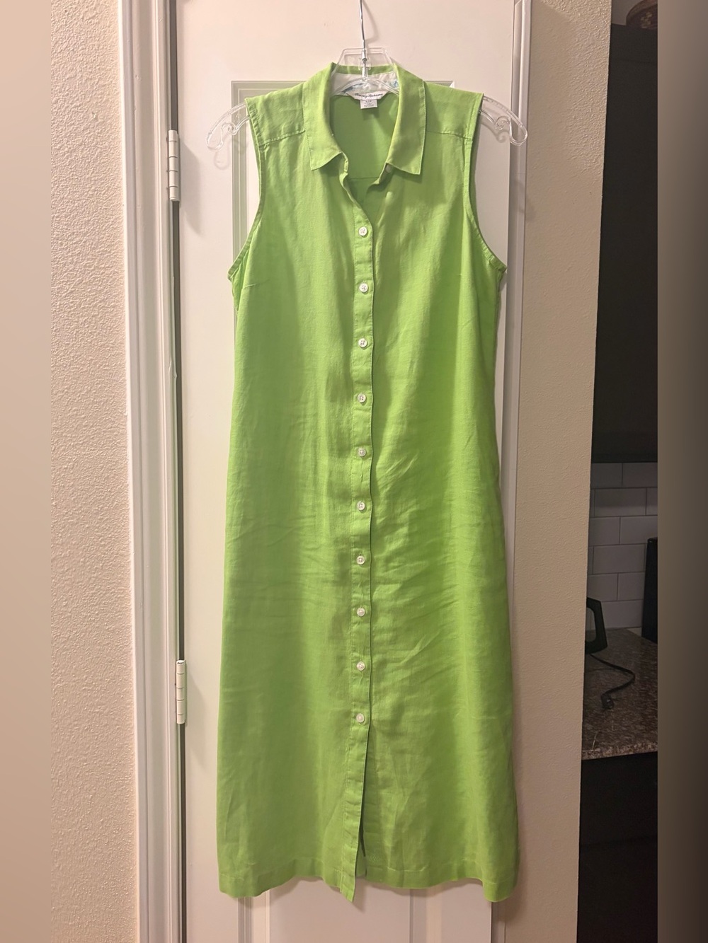 Tommy Bahama Bright Lime Green Collared linen Dress